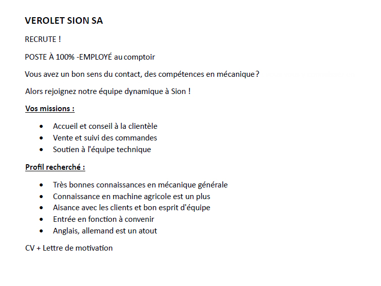 offre d'emploi